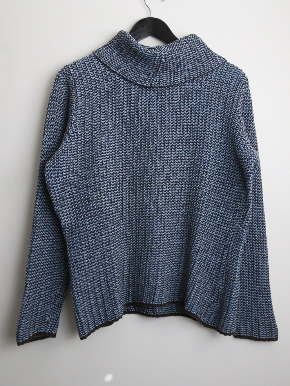 Vintage Jeanne Pierre Cotton Oversized Turtleneck Sweater Indigo Wash Size Large